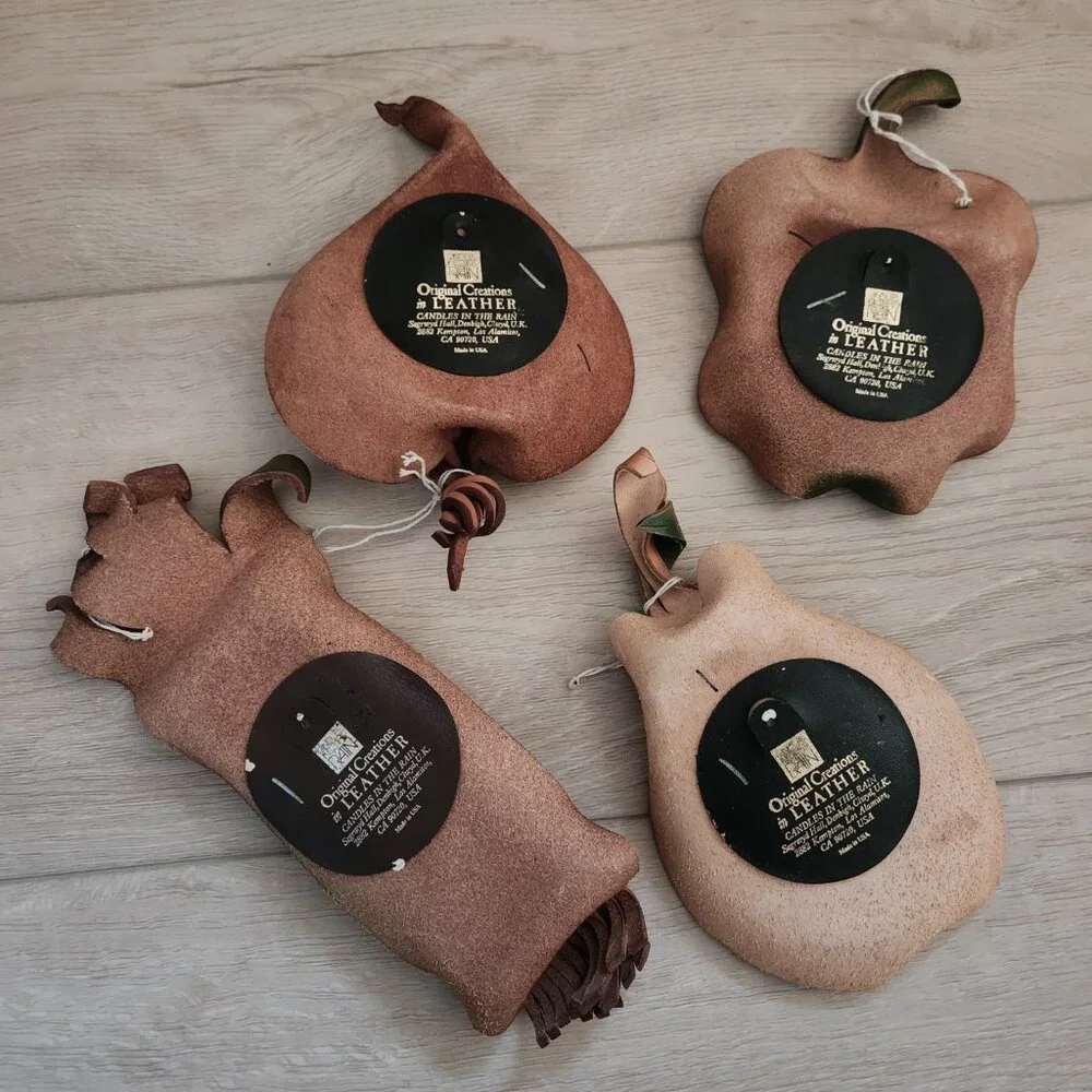 Original Creations in Leather Candles in the Rain Vegetable Wall Hangings 4 Lot
